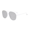 Occhiali da sole aviator bianchi classici con lenti grigio argento e doppio ponte - Montatura Bianca Lenti a Specchio Argento
