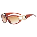 Gafas de sol retro ámbar en forma de corazón con detalles dorados y lentes degradados - Montura Té Lentes Té Degradado