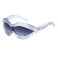 Occhiali da sole futuristici a onda con montatura trasparente e lenti sfumate trendy - Montatura Grigia Lenti Grigie Sfumate