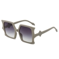 Fashionable oversized rectangular bat-wing sunglasses with gradient grey lenses - Grey Frame Gradient Grey Lens
