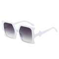 Chic white oversized rectangle sunglasses with unique star wavy edges and grey lenses - White Frame Gradient Grey Lens