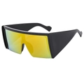 Futuristic oversized square wide-arm sunglasses with yellow mirrored lenses and black frame - Black Frame Red Mirrored Lens