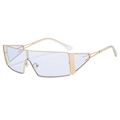 Modische lila Sonnenbrille mit übergroßem goldenem Metallrahmen für den Außenbereich - Goldener Rahmen Blaue Gläser