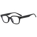 Classic black square full-rim anti-blue light glasses with silver rivet details - Black Frame