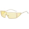 Übergroße goldene Metall-Sonnenbrille mit gelben Gläsern und dreieckigen Ausschnitten - Goldener Rahmen Gelbe Gläser