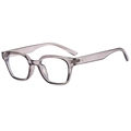 Retro translucent grey square frame glasses with anti-blue light clear lenses and rivets - Grey Frame