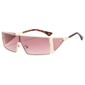 Lunettes de soleil shield avec verres dégradés roses et monture géométrique en métal doré - Monture Or Verre Dégradé Rouge