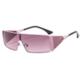 Futuristische Oversize-Sonnenbrille mit pinkfarbenem Verlauf und Metallrahmen-Design - Violetter Rahmen Violette Verlaufsgläser