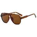 Retro square oversized tortoiseshell sunglasses with brown lenses and geometric frame - Tortoise Shell Frame