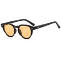 Vintage round frame sunglasses with thick black frames and translucent orange lenses - Glossy Black / Orange Lens