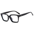 Classic black square frame glasses with triple metal rivets and blue light filter lenses - Black Frame