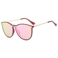 Modern cat-eye sunglasses featuring pink gradient lenses and golden metal temples - Red Frame Purple Mirror