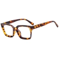Retro rectangular tortoiseshell glasses frame with silver triple-rivet accent details - Tortoise Frame
