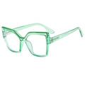 Classic transparent green cat-eye blue light blocking glasses with stylish polygon frame - Green Frame