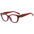 Fashionable cat-eye frame glasses in deep red finish for a vintage minimalist style - Jelly Red (C03)