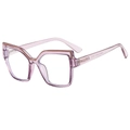 Classic cat-eye blue light blocking glasses with clear purple frames and gold metal accents - Purple Frame