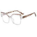 Classic cat-eye blue light blocking glasses with clear leopard print frames and accents - Transparent Leopard Frame