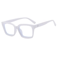 Modern white square frame glasses with rivet details and blue light blocking lenses - White Frame