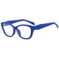 Stylish cat-eye blue light blocking glasses frame in vibrant blue for men and women - Solid Blue (C02)