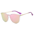 Fashionable aviator sunglasses with pink gradient mirror lenses and gold metal temples - Transparent Frame Purple Mirror