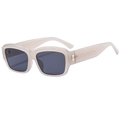 Gafas de sol retro de montura cuadrada en color beige crema y lentes gris oscuro - Blanco Gelatina C04