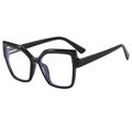 Klassieke zwarte oversized cat-eye brilmontuur van acetaat met blauw licht filter glazen - Zwart Frame
