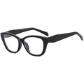 Classic black cat-eye anti-blue light glasses frame with polished finish for students - Glossy Black (C01)