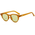Occhiali da sole rotondi retrò ambra con lenti verdi e rivetti in metallo stile vintage - Arancione Scuro Gelatina Verde Chiaro