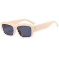 Gafas de sol rectangulares vintage con montura beige y lentes grises para un estilo urbano - Beige C02