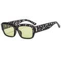 Stylish square leopard print sunglasses with light yellow lenses and wide temples - Grey Demi C05
