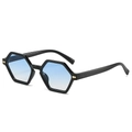 Lunettes de soleil rétro noires à monture polygonale et verres dégradés bleus - Monture Noire Verres Bleus