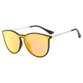 Occhiali da sole aviator alla moda con lenti arancioni a specchio e montatura in oro - Montatura Nera Lenti a Specchio Rosse