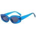 Occhiali da sole ovali retrò con montatura blu gelatina e lenti grigio scuro trendy - Regolare / Montatura Blu Lenti Grigie