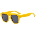 Fashionable yellow square frame sunglasses with dark lenses and silver stud accents - Solid Yellow C02