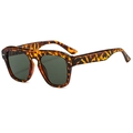 Vintage oversized square sunglasses with tortoiseshell frames and dark green lenses - Tortoiseshell C04