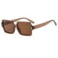 Fashionable square oversized sunglasses with brown transparent frame and tinted lenses - Tea Frame Tea Lens