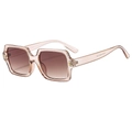 Modische quadratische, halbtransparente rosa Sonnenbrille mit braunem Verlauf - Champagner Rahmen Doppeltee Linse