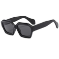 Lunettes de soleil géométriques modernes à monture noire épaisse et verres gris - Cadre Noir Mat Verres Gris Noir