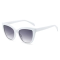 Vintage cat eye sunglasses for women with white glossy frames and grey gradient lenses - White Frame Gray Lens
