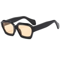 Lunettes de soleil polygonales avec monture noire et verres orange transparents - Monture Noire Verres Thé Clair