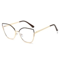 Montatura occhiali cat eye retrò in metallo dorato con perle per le donne - Montatura Oro Marrone