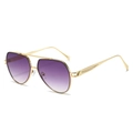 Vintage gold metal double-bridge sunglasses with purple gradient lenses in aviator style - Gold Frame Gradient Purple Lens