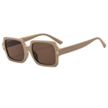 Square khaki oversized sunglasses with brown lenses and decorative gold metal accents - Coffee Frame Tea Lens