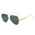 Vintage gold metal double-bridge pilot sunglasses with textured frames and dark lenses - Gold Frame Green