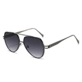 Retro aviator sunglasses with double bridge gunmetal frame and grey gradient lenses - Gunmetal Frame Gradient Grey Lens