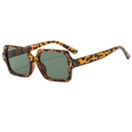 Vintage tortoiseshell square sunglasses with dark green lenses and golden metal hinges - Tortoise Frame Green Lens