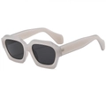 Modern translucent beige polygonal sunglasses with dark grey UV protective lenses - Jelly Grey Frame Black Grey Lens