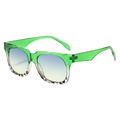 Vintage square sunglasses with green frames, gradient lenses and tortoiseshell details - Green Frame Blue Yellow Lens