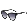Occhiali da sole cat eye neri con lenti grigie sfumate per un look vintage di tendenza - Montatura Nera Lenti Grigie