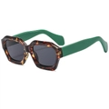 Polygonal tortoise shell sunglasses with vibrant green temples and dark lenses - Tortoise Frame Black Grey Lens